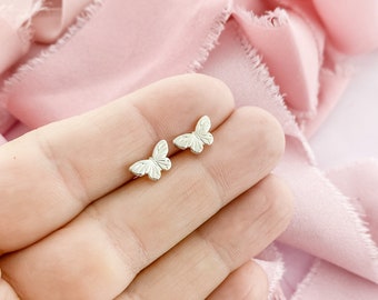 Sterling Silver Butterfly Stud Earrings, Tiny Butterfly Earring