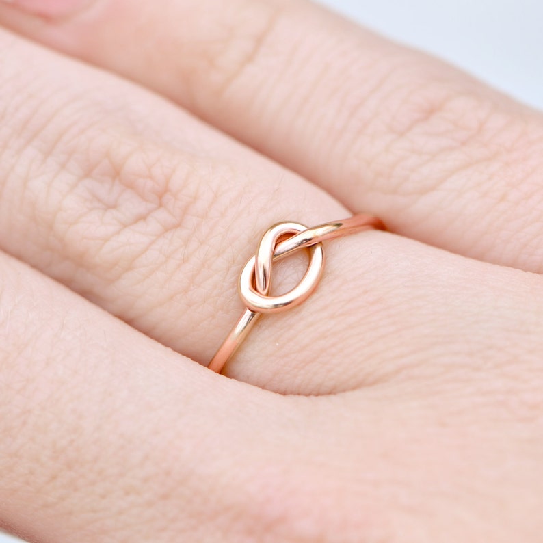 14K Rose Gold Ring Gold Love Knot Ring Simple Promise Ring Etsy