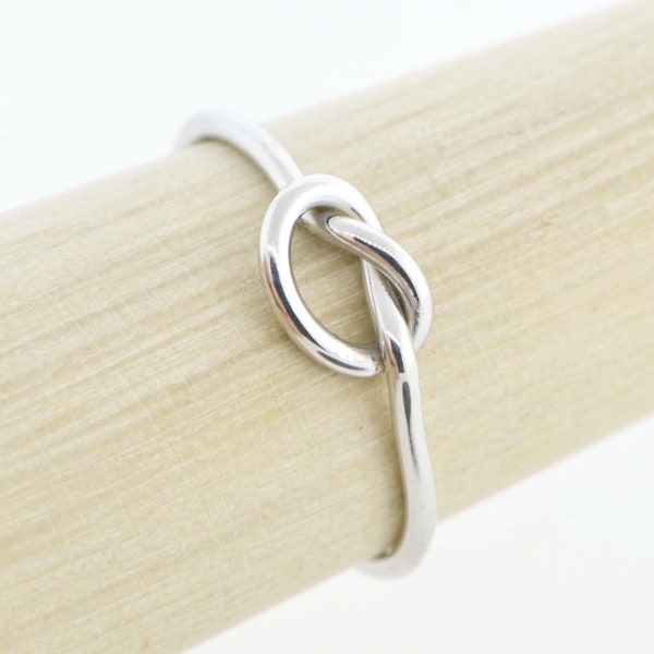 Bague de promesse en argent, bague noeud d'amour, bague de pouce, bijoux noeud d'amour, bague d'amitié, cadeau petite amie