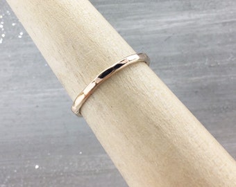 Rose Gold Band, Wedding Band, Gold Filled Hammered Band, Stackable Ring, Gold Ring, Stacking Ring, Stack Ring