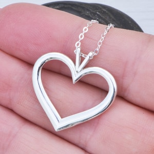 Sterling Silver Heart Pendant, Heart Necklace, Silver Heart Jewelry, Christmas Gift, Gift For Girlfriend image 1