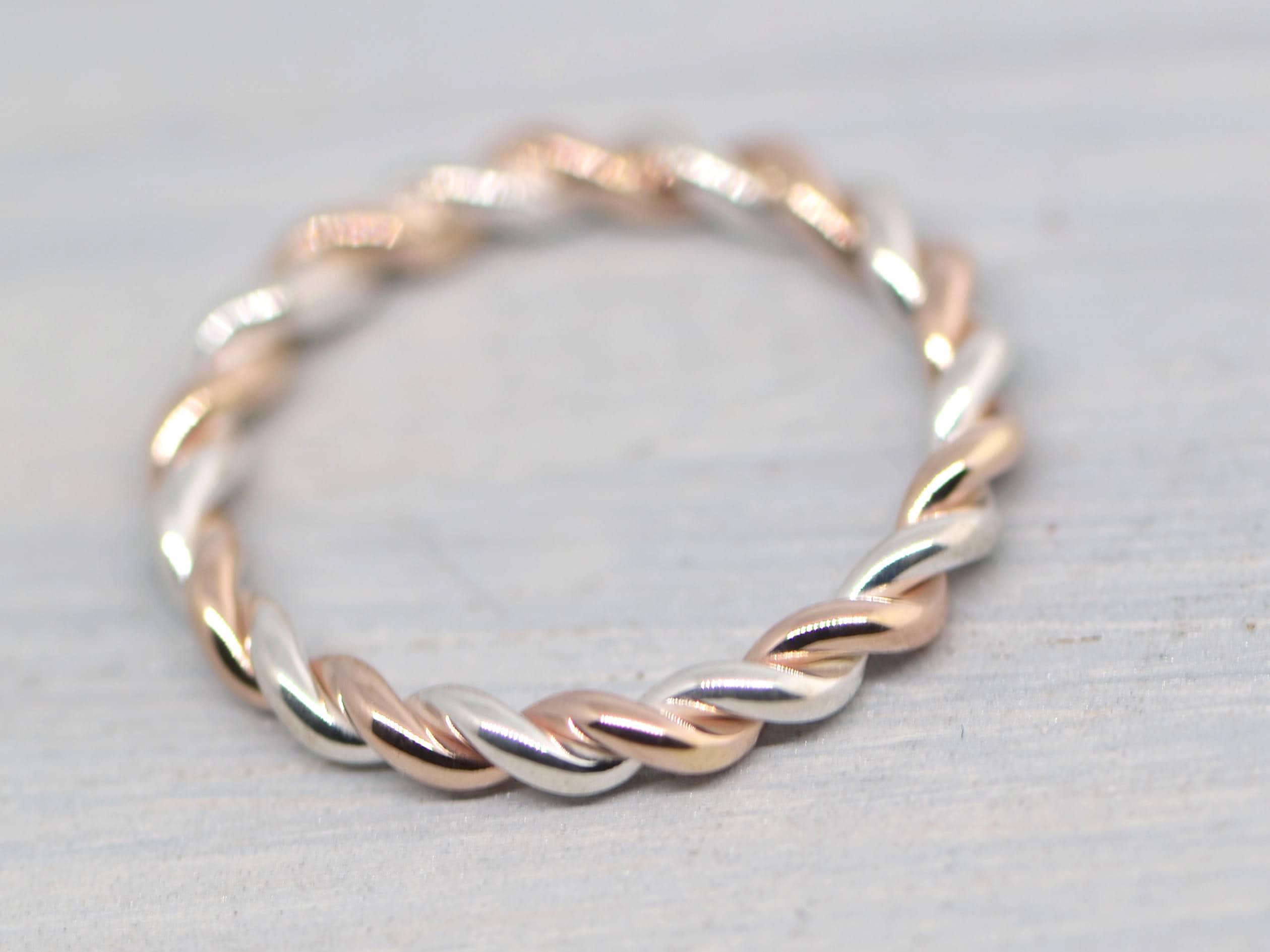 Two Toned Twist Ring Stackable Ring Thumb Ring Braided | Etsy