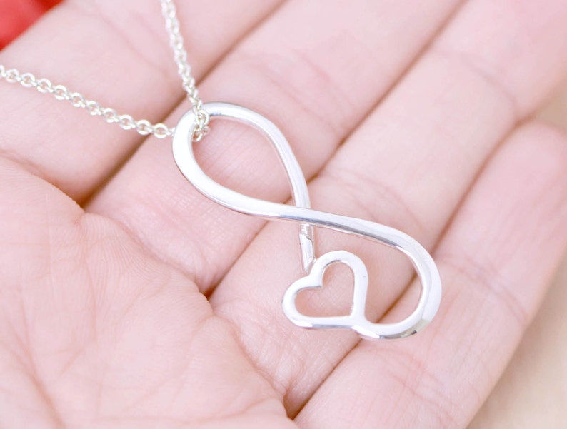 Infinity Necklace for Her, Infinity Jewelry for Women, Heart Jewelry, Infinity Necklace, Heart Pendant Necklace, 104 image 2