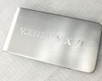 Roman Numeral Money Clip, Anniversary Gift, Valentines Day Gift, Custom Engraving, Gift For Him, Father's Day, Roman Numeral Engraving