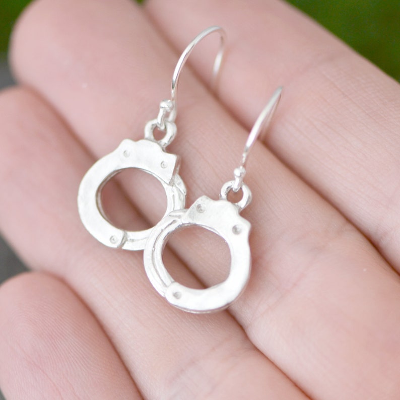Silver Handcuff Earrings Handcuff Jewelry Silver Handcuff Etsy