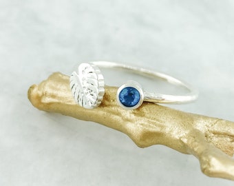 Sterling Silver Monstera Leaf Ring, December Birthstone Ring, Tropical Ring Style, Something Blue