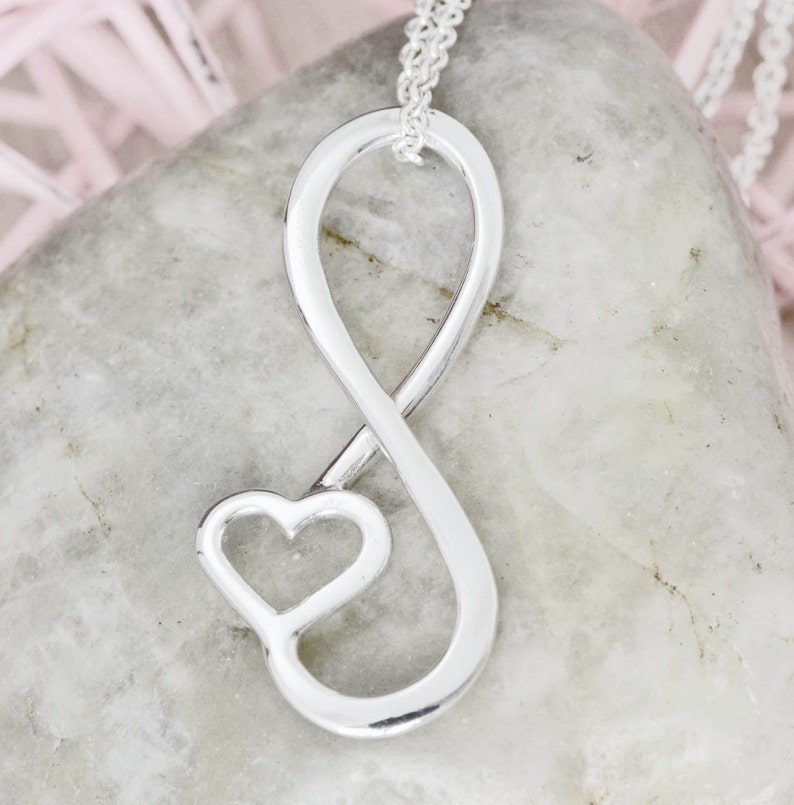 Infinity Necklace for Her, Infinity Jewelry for Women, Heart Jewelry, Infinity Necklace, Heart Pendant Necklace, 104 image 1