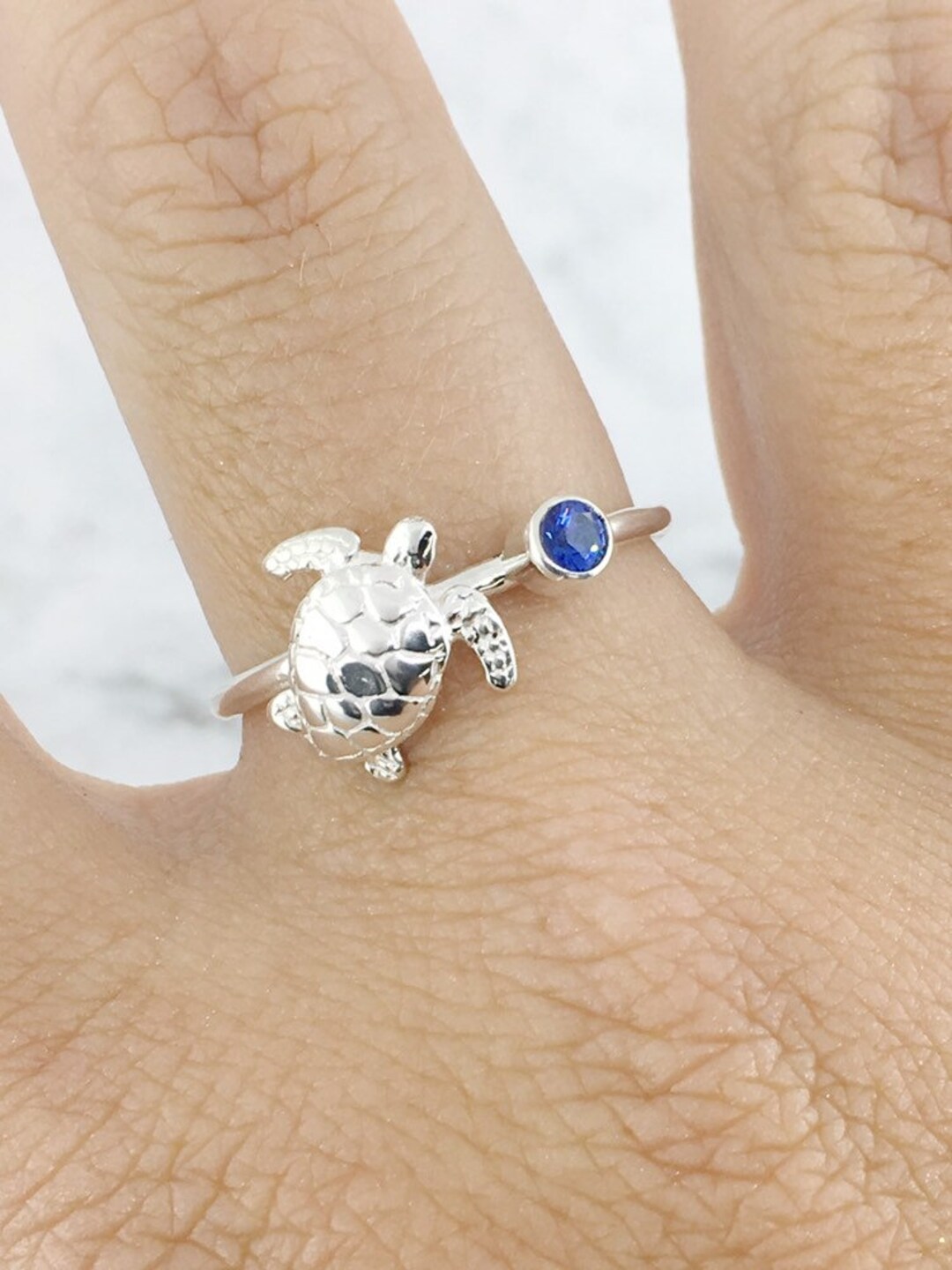 Buy September Birthstone Ring Silver Sea Turtle Ring Blue Stone