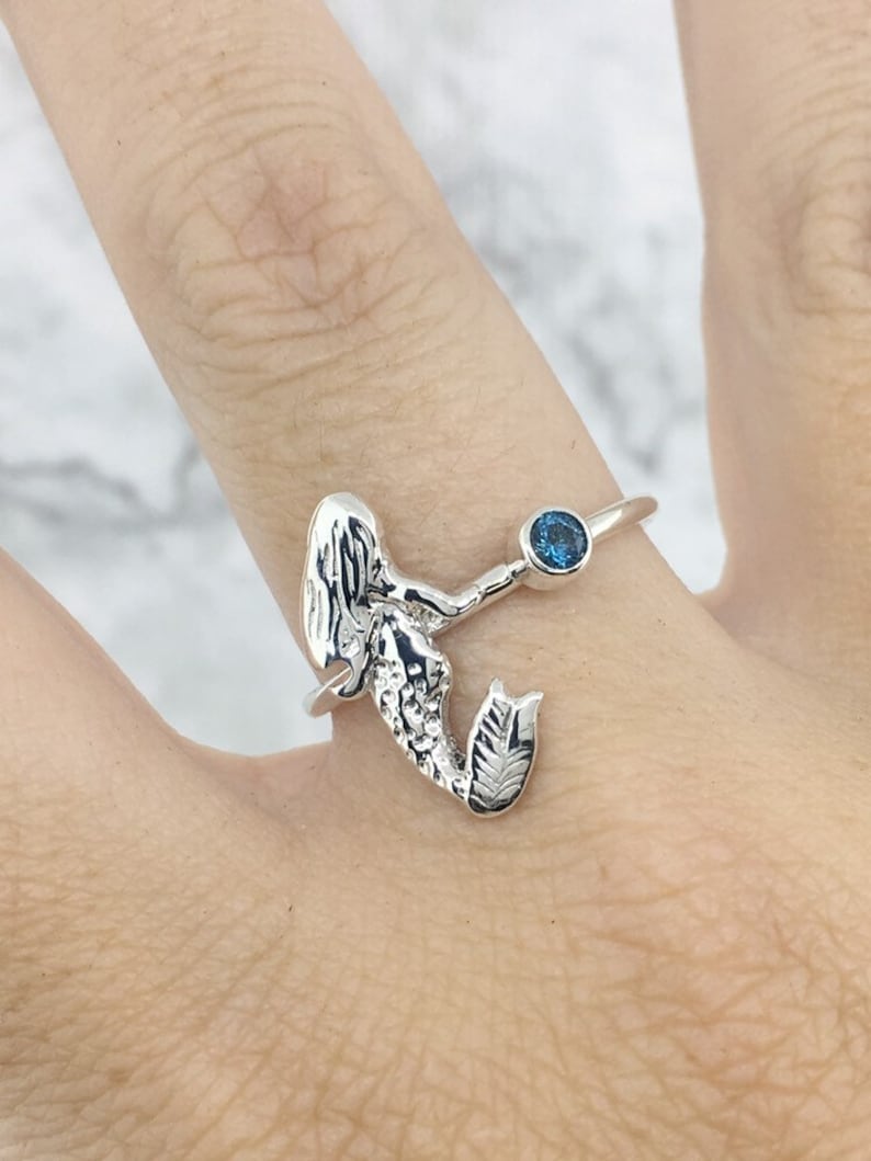 Mermaid Ring Personalized Ring October Birthstone Ring