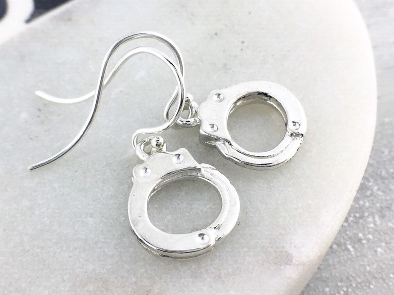 Silver Handcuff Earrings Handcuff Jewelry Silver Handcuff Etsy