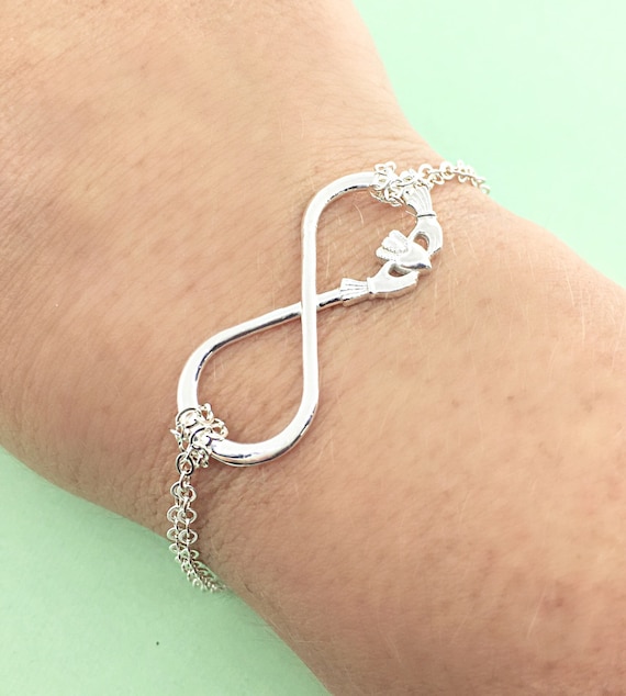 Irish Claddagh Long Wrap Necklace and Bracelet Beaded Wrap with Irish Charm Bridesmaid Gifts with Irish Claddagh. Crystal Bead Crochet