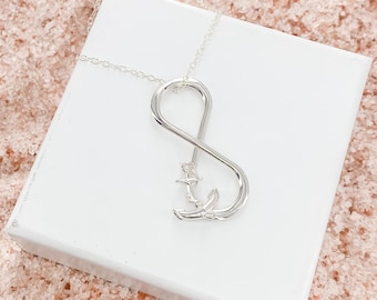 Sterling Silver Anchor Necklace, Anchor Infinity Pendant, Anchor Jewelry, Nautical Jewelry, Infinity Necklace, Anchor Pendant