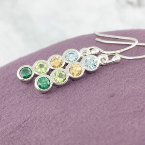 Family Birthstone Earrings made of Sterling Silver on a Silver French Hook