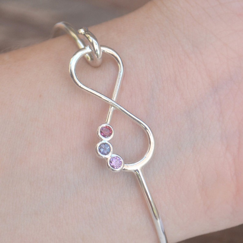 Mothers Day Gift, Infinity Bangle Bracelet, Infinity Birthstone Bracelet, Mothers Bracelet, Gift For Mom, Mothers Jewelry image 2