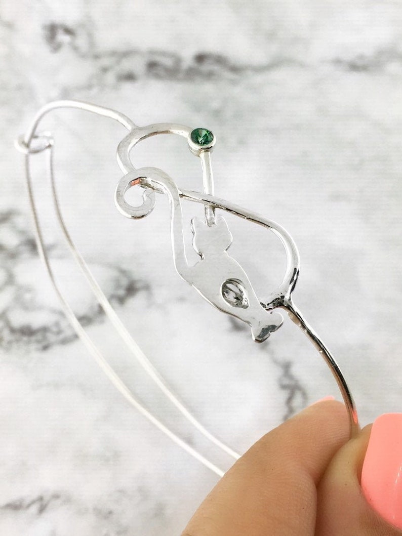 Cat Bracelet November Birthstone Bangle Cat Bangle Gift for Cat Lover