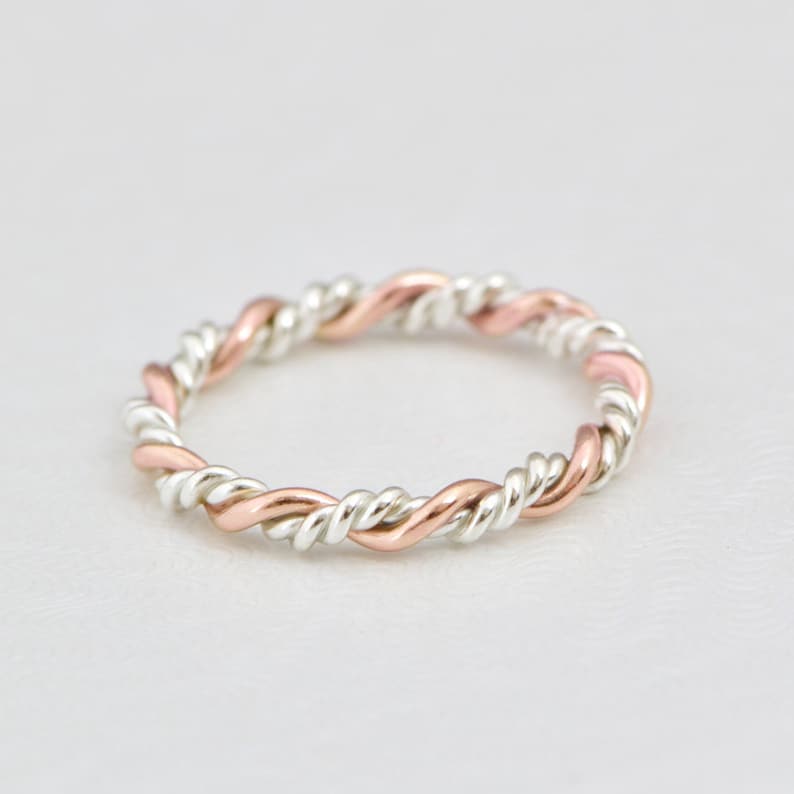 Rose Gold Twist Ring Gold Stack Ring Stacker Ring Twisted Etsy