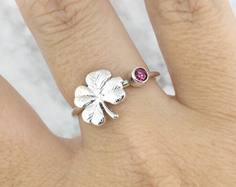 July Birthstone Ring, Lucky Charm Ring, Personalized Ring