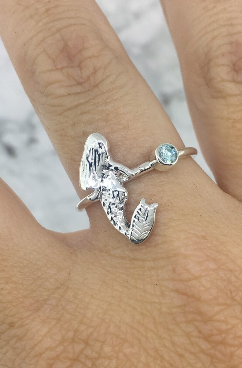 Mermaid Ring Personalized Ring October Birthstone Ring