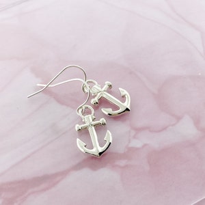 Sterling Silver Anchor Earrings, Anchor Jewelry, Silver Anchor Dangle Earrings, Nautical Jewelry, Sterling Dangle Earring, Summer Earrings image 7