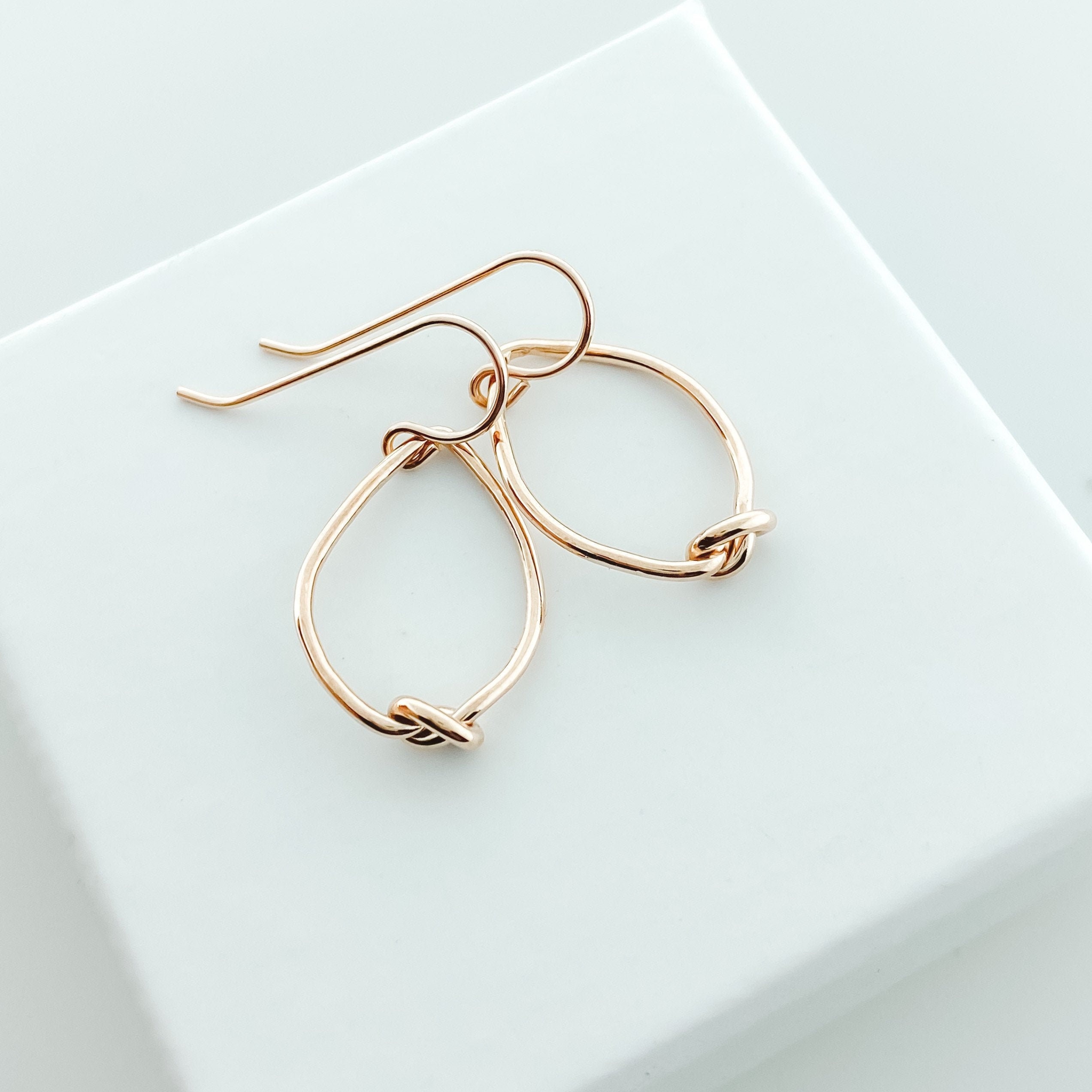 [STONE HENgE] 14K ROSE GOLD☆Love knot Drop Earrings Rose Gold Love Knot Drop Earrings, Rose Gold Teardrop