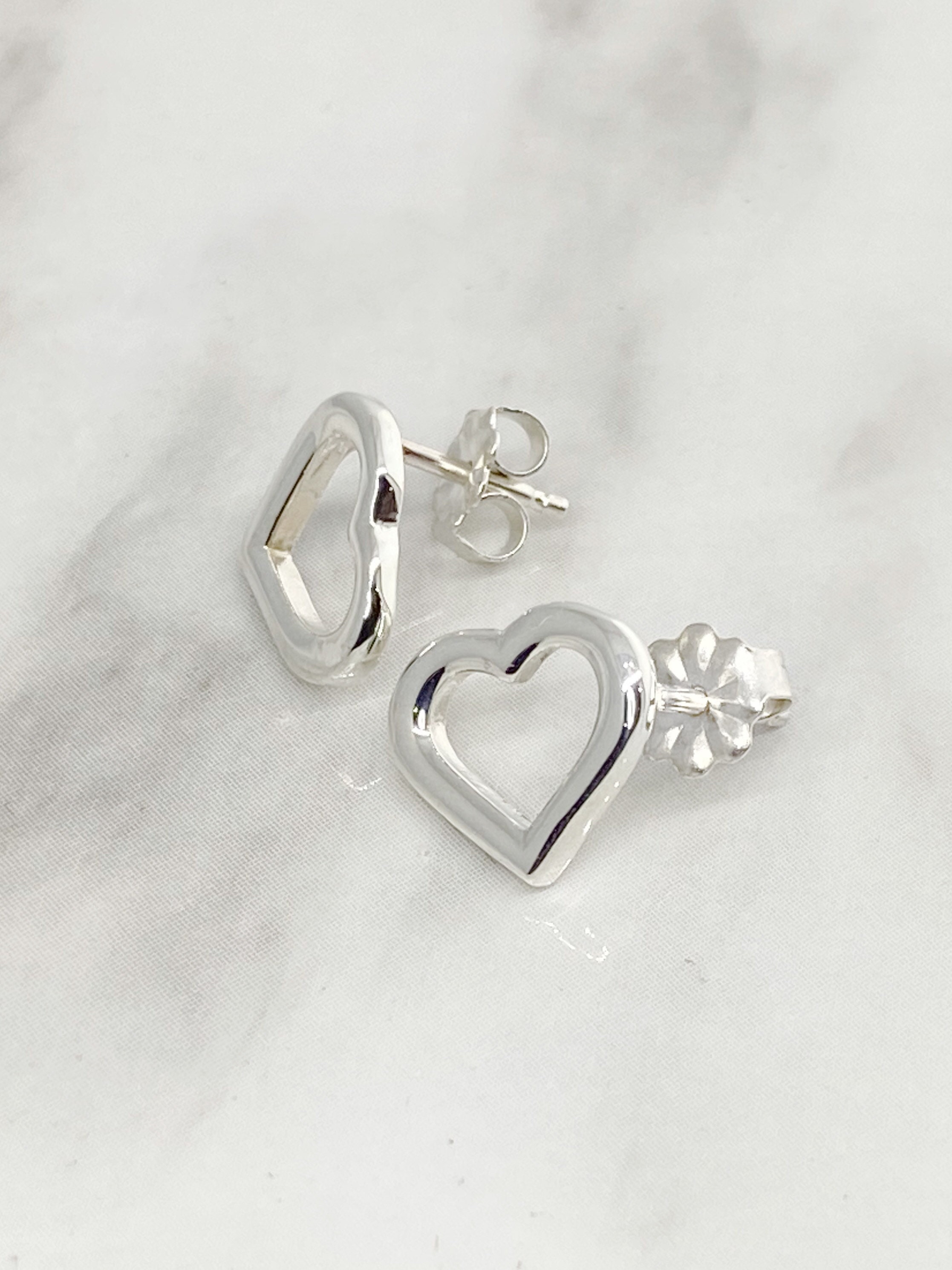 Vintage Silver Earrings with Golden Heart main image 0