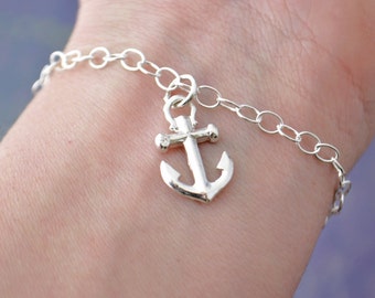 Anchor Bracelet, Sterling Silver Anchor Charm Bracelet , Nautical Bracelet, Nautical Charm, Anchor Jewelry, Beach Jewelry, Summer
