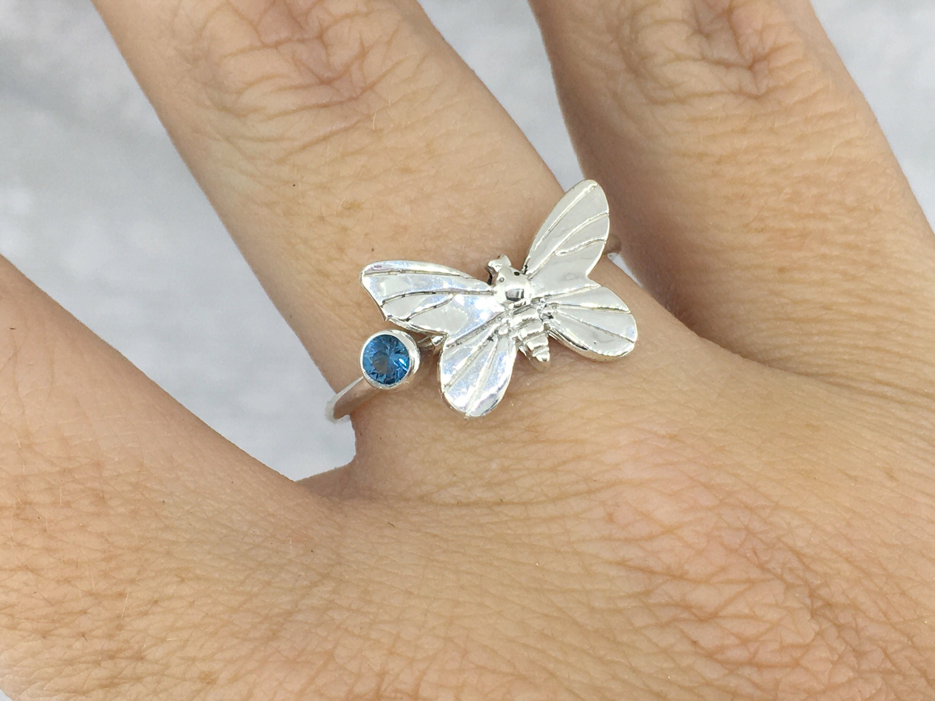 Women's December Birthstone Ring – Blue Cubic Zirconia, Stainless Steel, Sizes 3-10