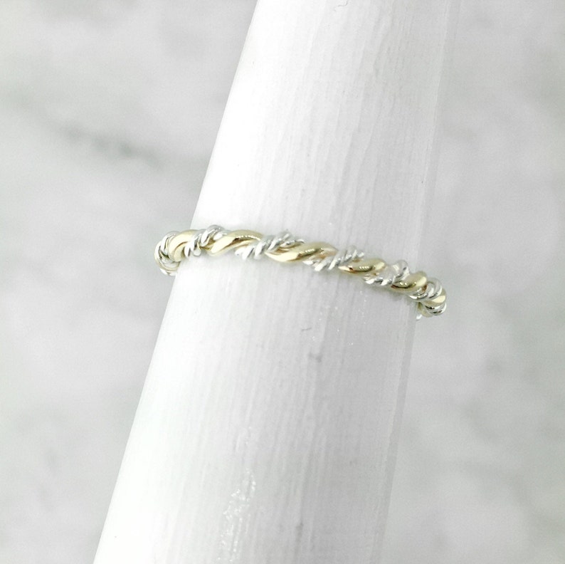 Two Tone Ring, Thumb Ring For Women, Twist Ring, Mixed Metal Rings, Twisted Ring, Gold Stacking Ring, Twisty 1 image 6