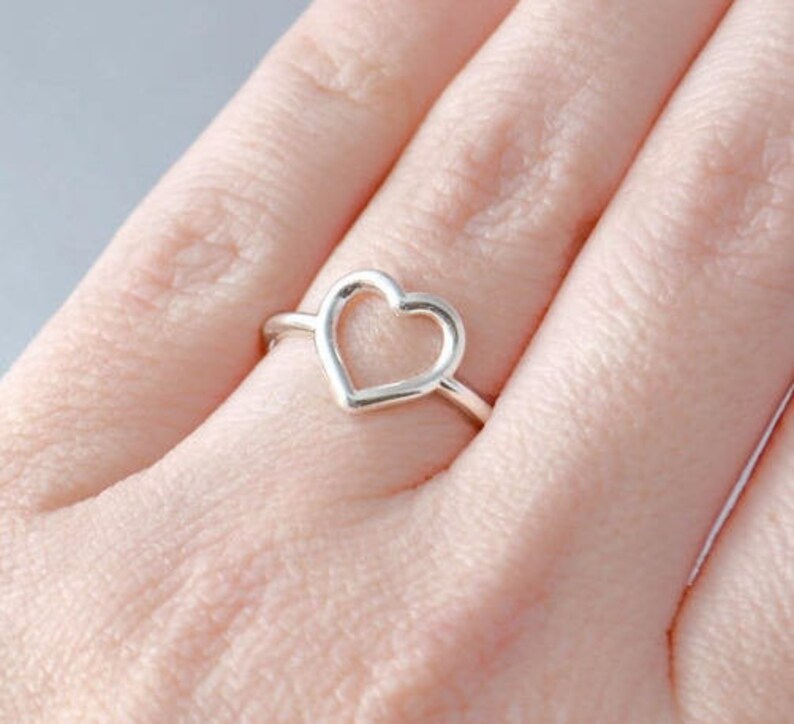 Open Heart Ring, Sterling Silver Heart Ring, Promise Ring, Heart Jewelry, Love Jewelry, 