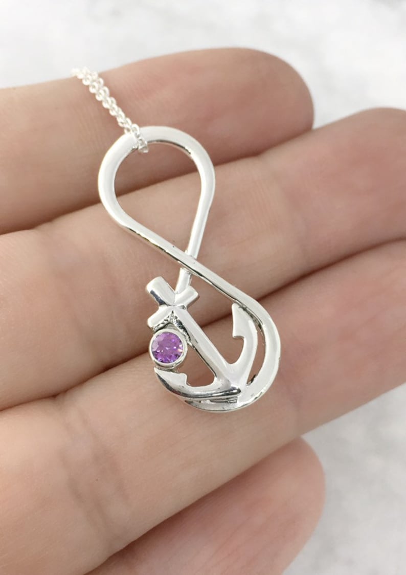 Nautical Jewelry Anchor Necklace August Birthstone Necklace Etsy