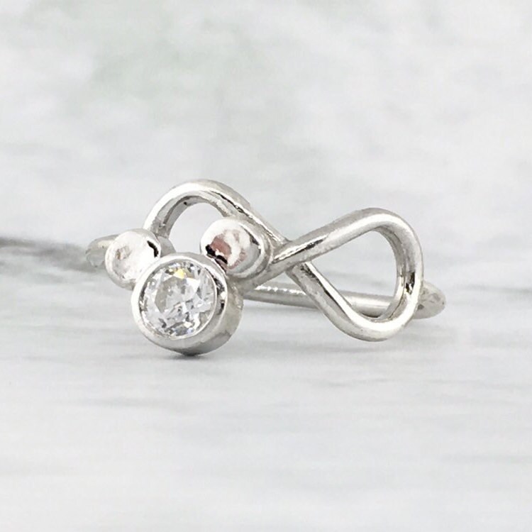 Mickey Mouse Infinity Ring Mickey CZ Ring Disney Inspired | Etsy Mickey Mouse Infinity Ring Mickey CZ Ring Disney Inspired | Etsy