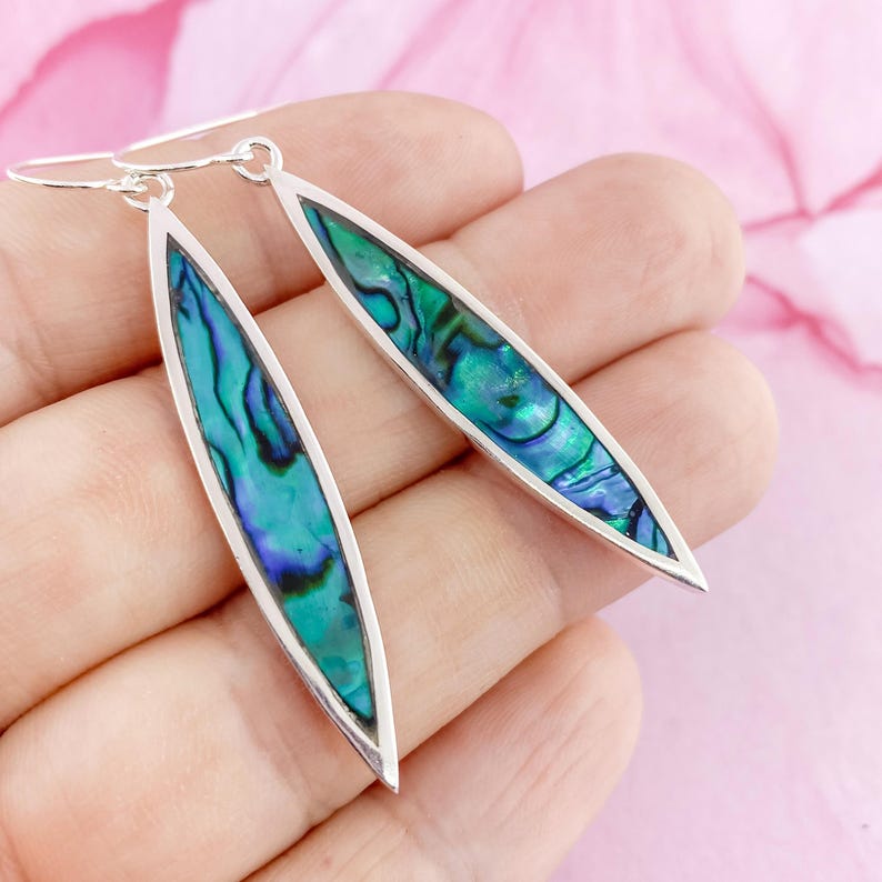 Sterling Silver Marquise Shaped Earring with Abalone