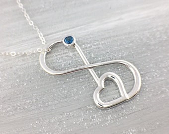 December Birthstone Pendant, Something Blue Gift, Infinity Birthstone Pendant, Gemstone Jewelry, Gemstone Pendant,