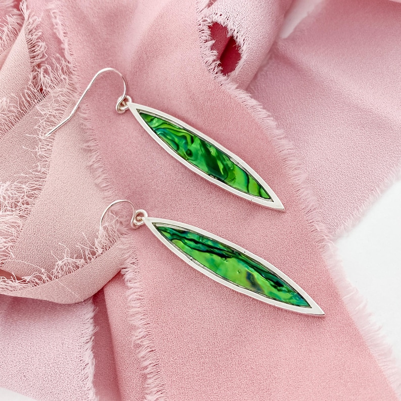 Sterling Silver Marquise Shaped Earring with Abalone