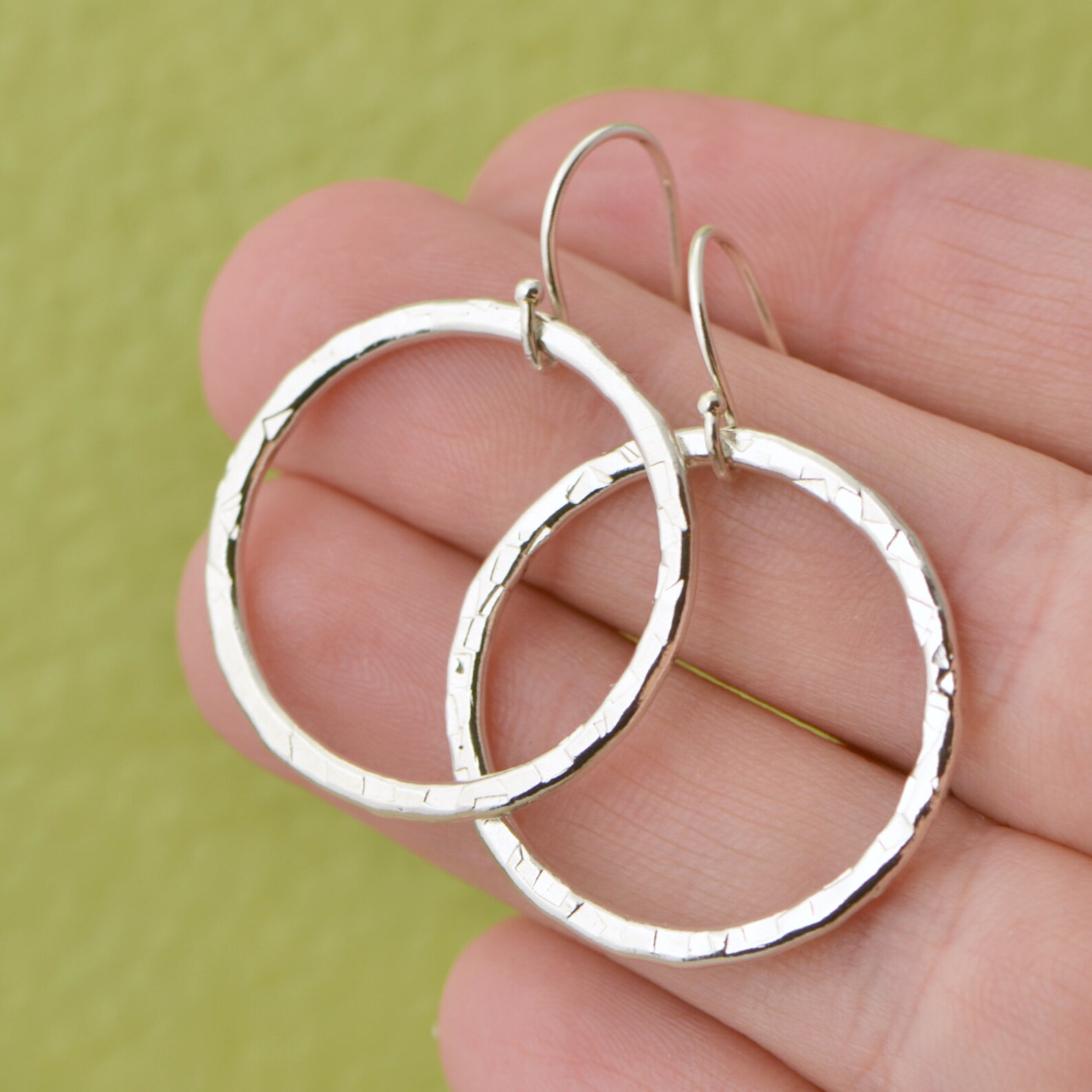 Sterling Silver Circle Dangle Earrings