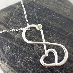 August Birthstone Necklace, August Gemstone Jewelry, Infinity Birthstone Pendant, Green Necklace, Gemstone Pendant, image 2