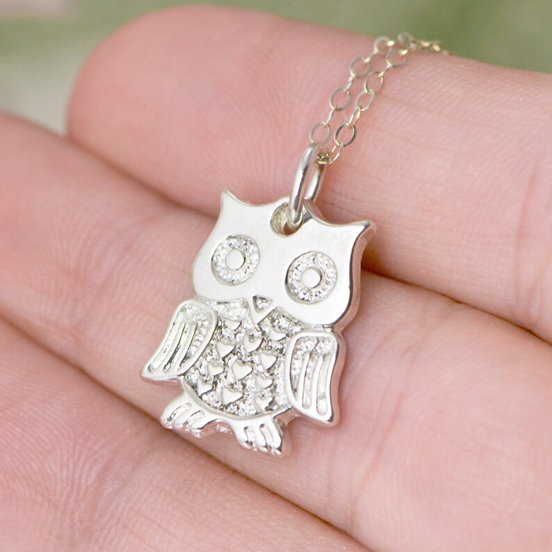 Cute Owl Pendant Owl Necklace Sterling Owl Owl Jewelry Etsy