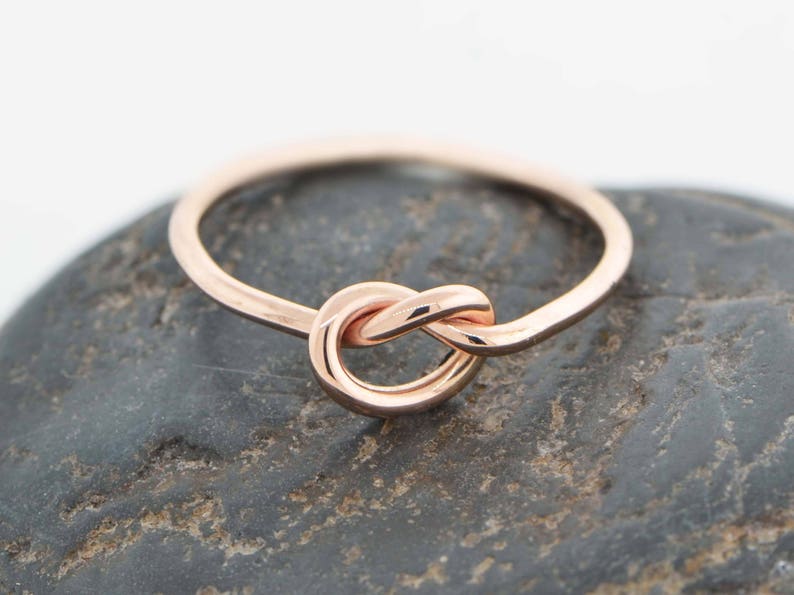 14K Rose Gold Ring Gold Love Knot Ring Simple Promise Ring Etsy