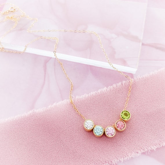 10K Yellow Gold Birthstone Necklace for 