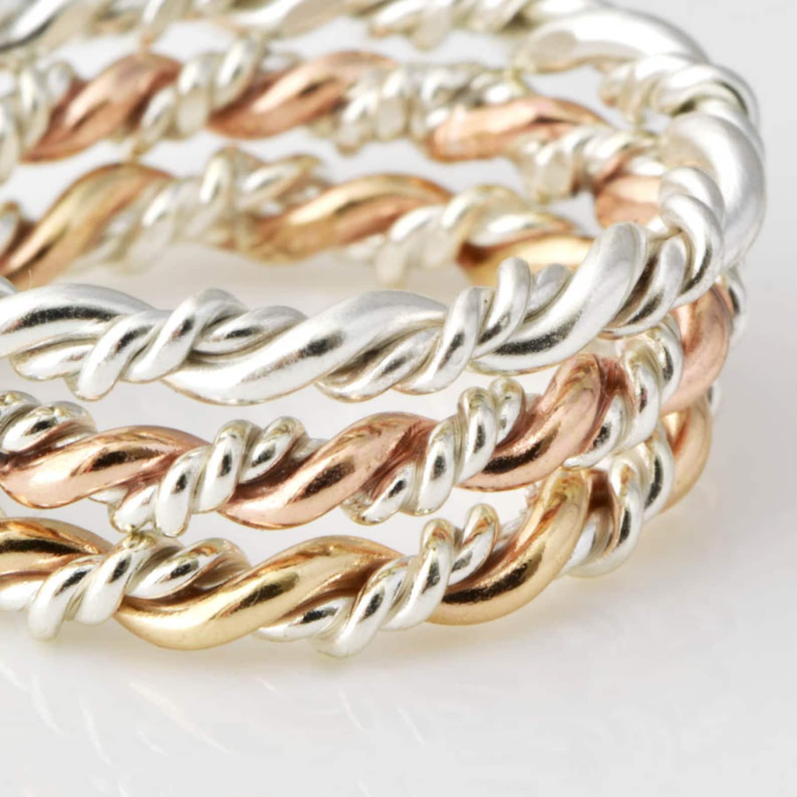 Two Tone Ring, Thumb Ring for Women, Twist Ring, Mixed Metal Rings ...