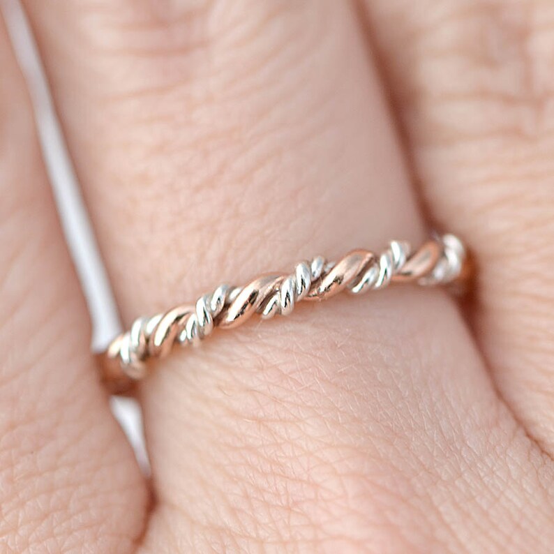 Rose Gold Twist Ring Gold Stack Ring Stacker Ring Twisted Etsy