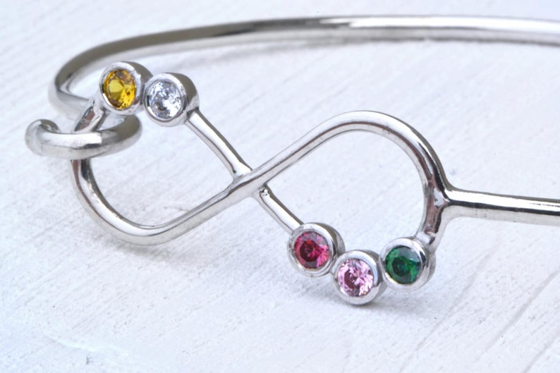 Mothers Day Gift, Infinity Bangle Bracelet, Infinity Birthstone Bracelet, Mothers Bracelet, Gift For Mom, Mothers Jewelry image 3