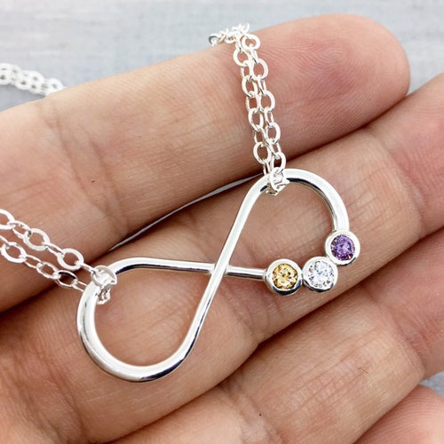 Infinity Birthstone Necklace for Mom 