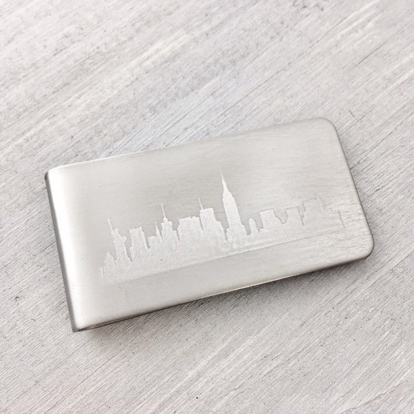 New York City Skyline Money Clip, Engraved NYC Skyline Money Clip, Groomsmen Gift, Gifts for Dad, Gift For Him, Money Clip For Men