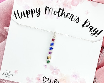 Mothers Day Jewelry, Gift for Mom, Mothers Birthstone Necklace and Gift Box, Happy Mothers Day