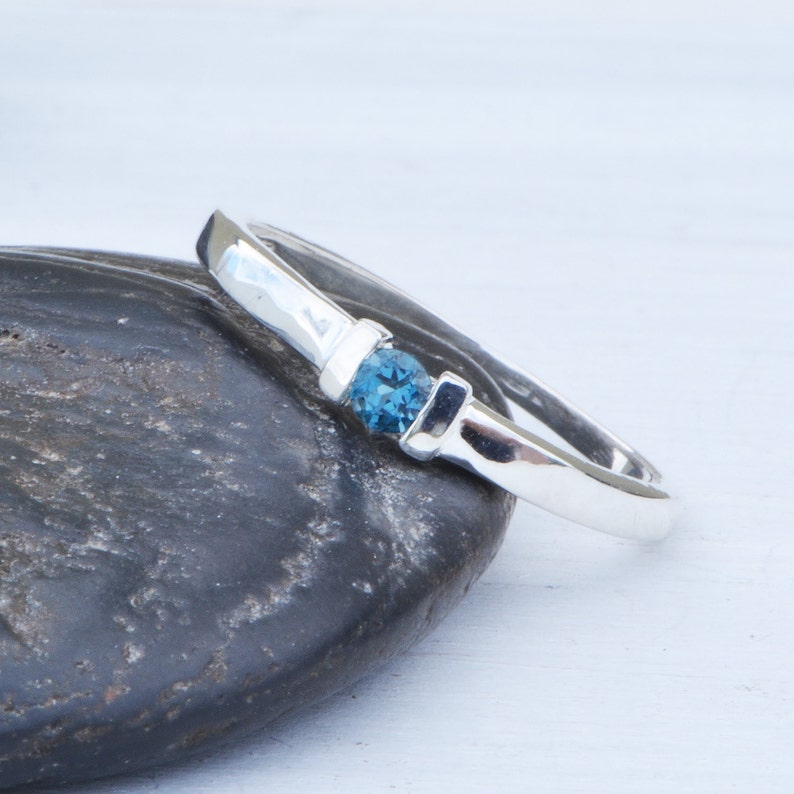 December Birthstone Ring made of Sterling Silver and Blue Topaz image 1