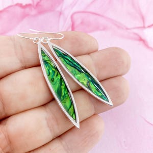 Sterling Silver Marquise Shaped Earring with Abalone