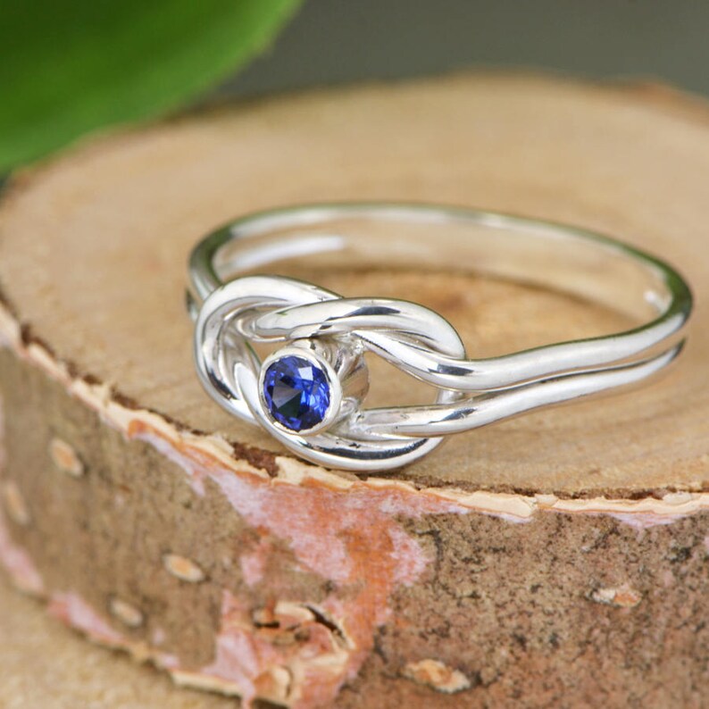 Sterling Silver January Birthstone Ring for Her, Garnet Promise Ring For Her, Infinity Knot Ring September CZ