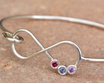 Mothers Day Gift, Infinity Bangle Bracelet, Infinity Birthstone Bracelet, Mothers Bracelet, Gift For Mom, Mothers Jewelry