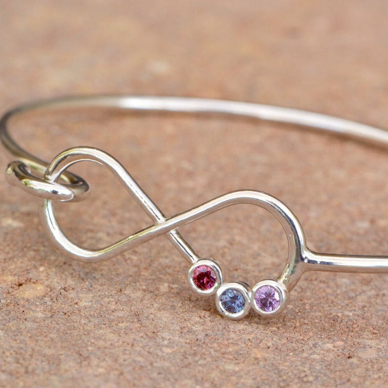 Mothers Day Gift, Infinity Bangle Bracelet, Infinity Birthstone Bracelet, Mothers Bracelet, Gift For Mom, Mothers Jewelry image 1